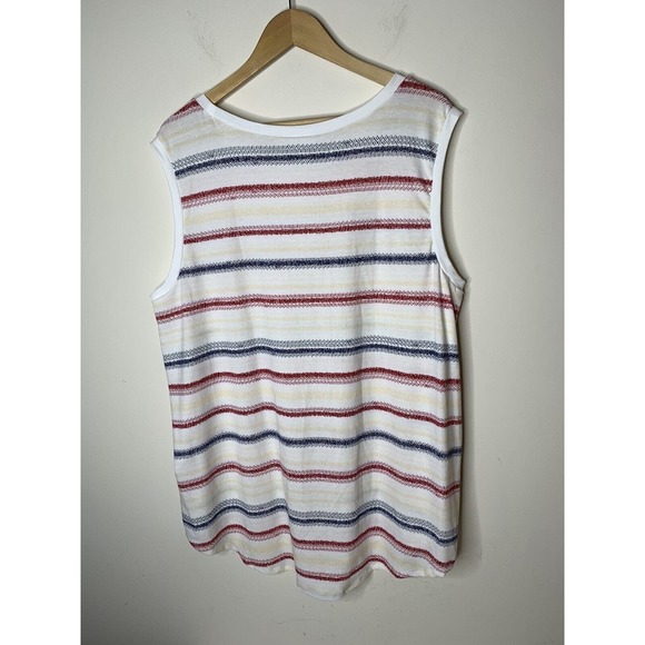 LuLaRoe Womens 2XL Tank Top Navy Blue Red Striped COCOA Round Neck NEW 732-17 - Picture 3 of 7